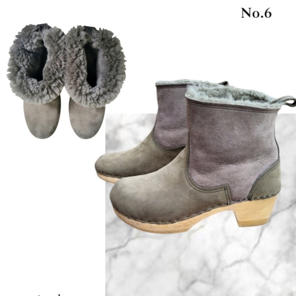 No. 6 Shoes - 39 No. 6 Shearling Pull Clog Mid Tread Smoke Suede Ankle Boot Shoe Women 8.5 9